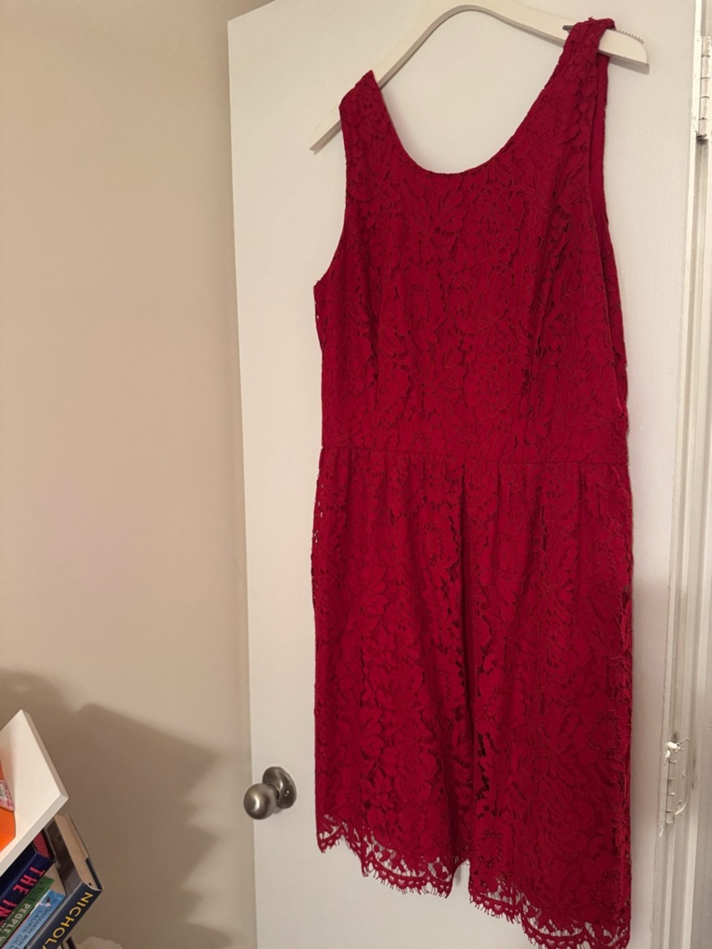 LOFT Red Lace Midi Dress 12